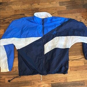 Nike Blue and White Windbreaker Jacket with Athletic Style